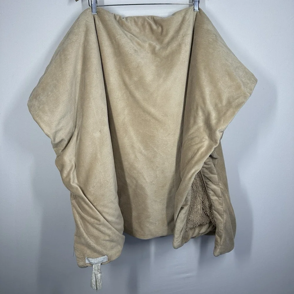 Restoration Hardware Throw Blanket Plush Beige Reversible Faux Fur 45x65